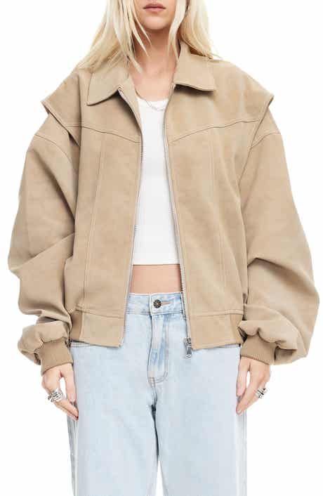 LIONESS Vista Faux Suede Bomber Jacket