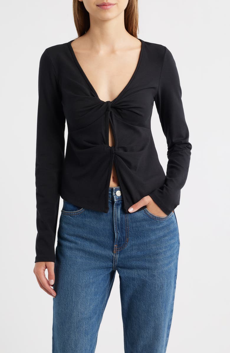 Silas Twist Detail Stretch Cotton Knit Top