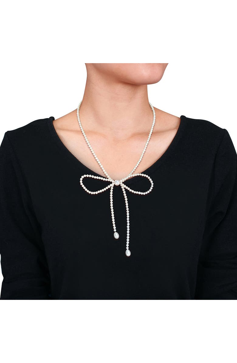 DELMAR 3.5-9.5mm Cultured Freshwater Pearl Bow Necklace, Alternate, color, 