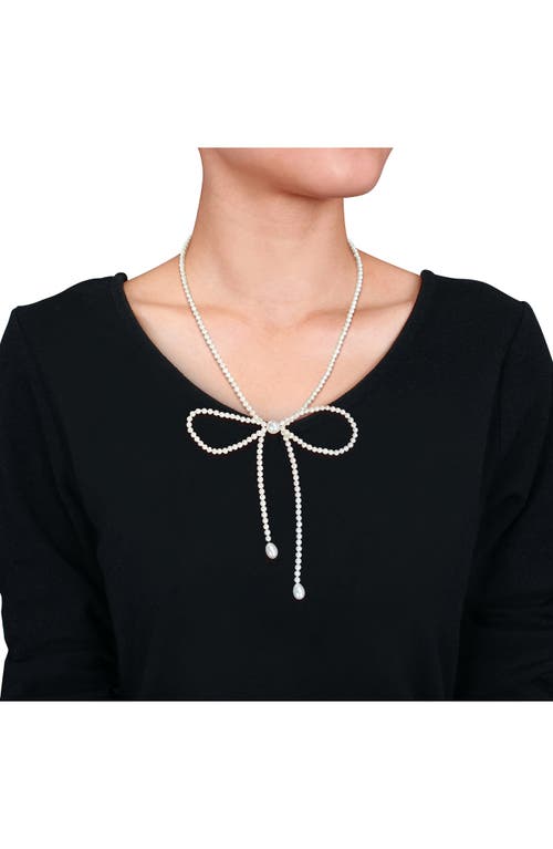 Delmar 3.5-9.5mm Cultured Freshwater Pearl Bow Necklace In White