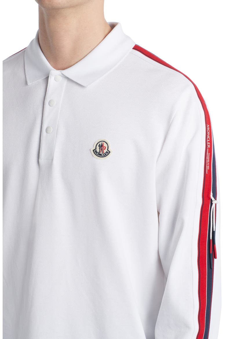 Banded Long Sleeve Cotton Piqué Polo, Alternate, color, WHITE