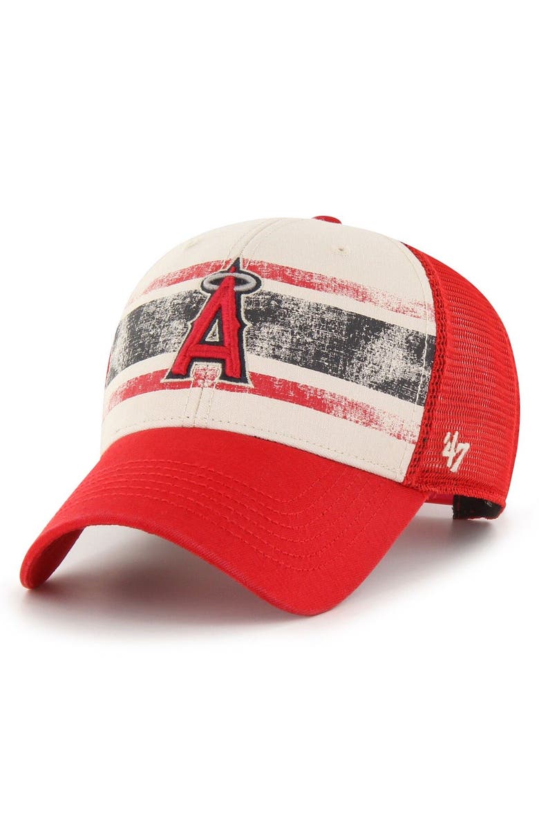 '47 Men's '47 Cream/Red Los Angeles Angels Breakout MVP Trucker Adjustable Hat, Main, color, Cream