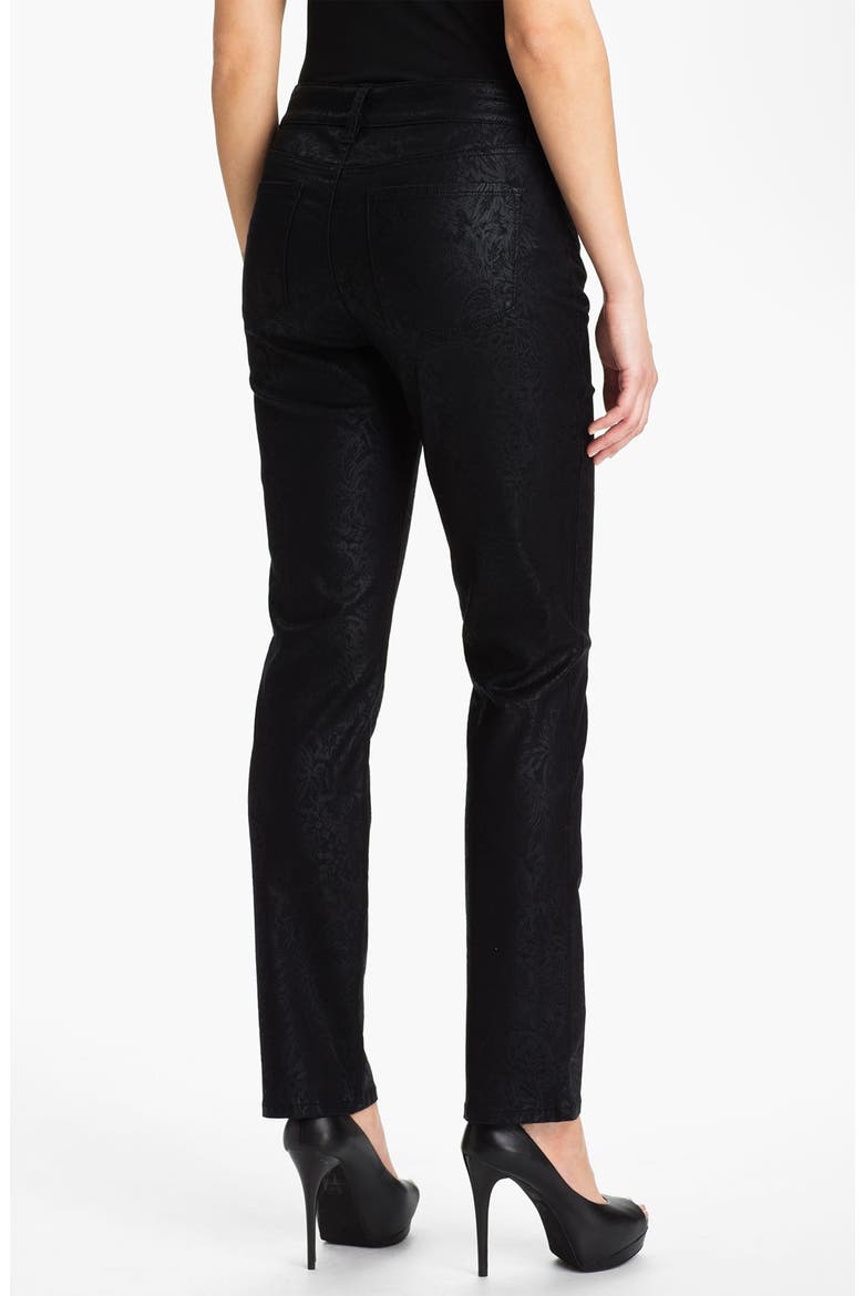 'Sheri - Metallic Gilded Lily' Twill Skinny Jeans, Alternate, color, BLACK
