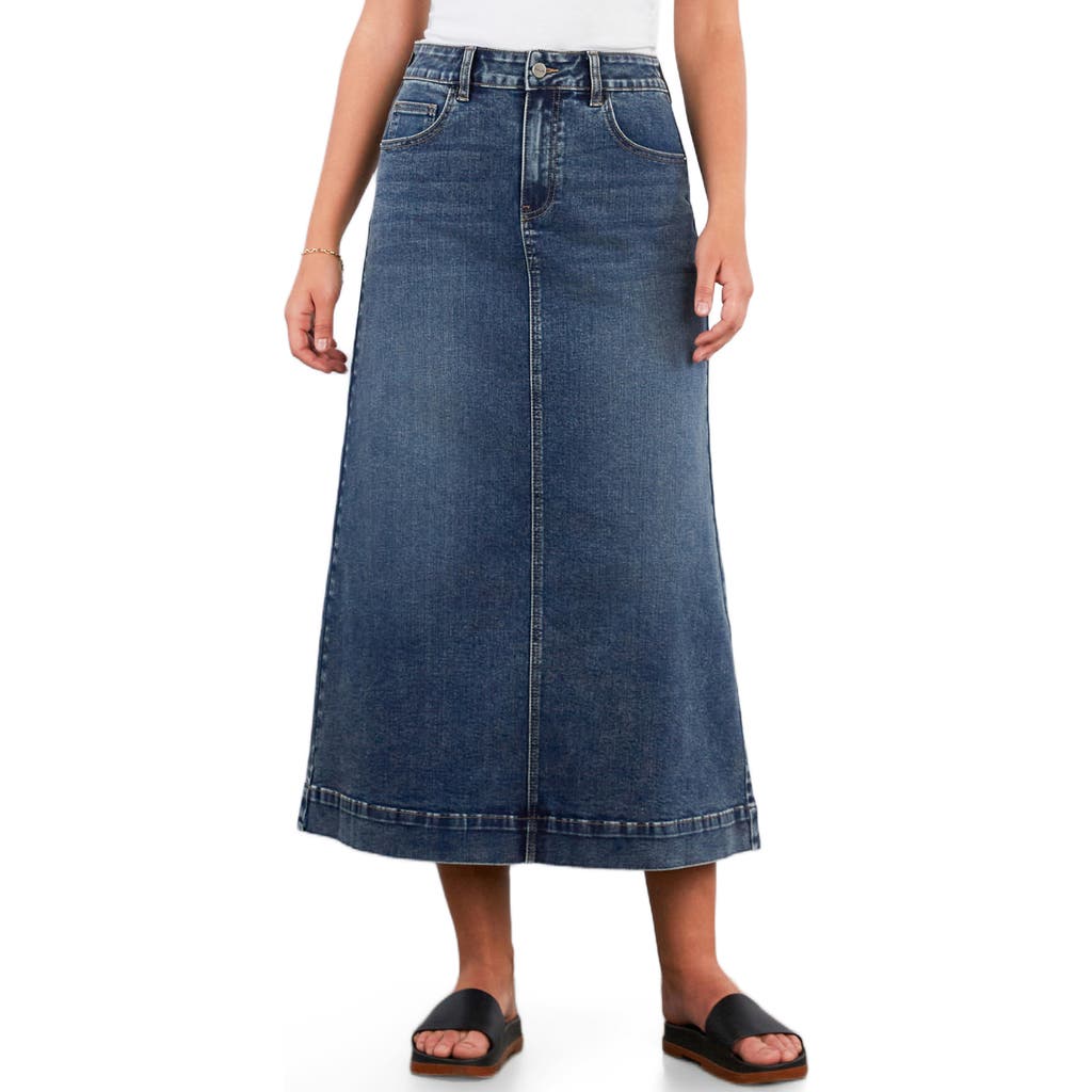Hint Of Blu Upper East Side Denim Maxi Skirt In Blue
