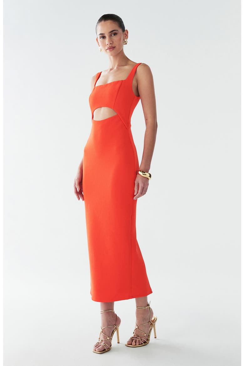 Adi Midi Dress, Alternate, color, Coral