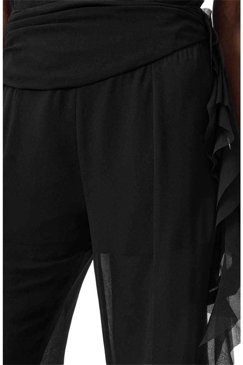 Minna Ruffled Wide Leg Trousers, Alternate, color, BLACK