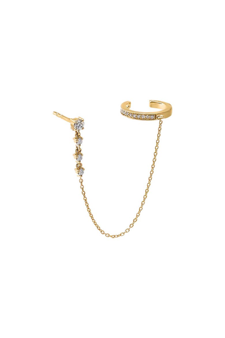Diamond Chain X Pave Ear Cuff Stud Earring 14K, Main, color, 14K Gold
