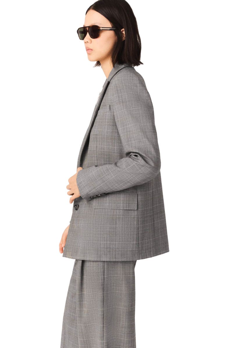 maje Checked suit jacket, Alternate, color, Grey