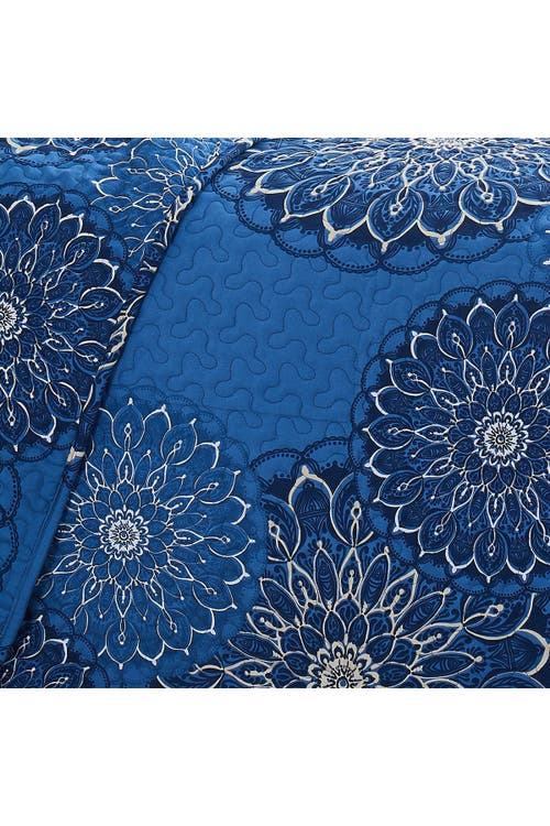 Southshore Fine Linens Midnight Floral Oversized Quilt Cover Set In Blue