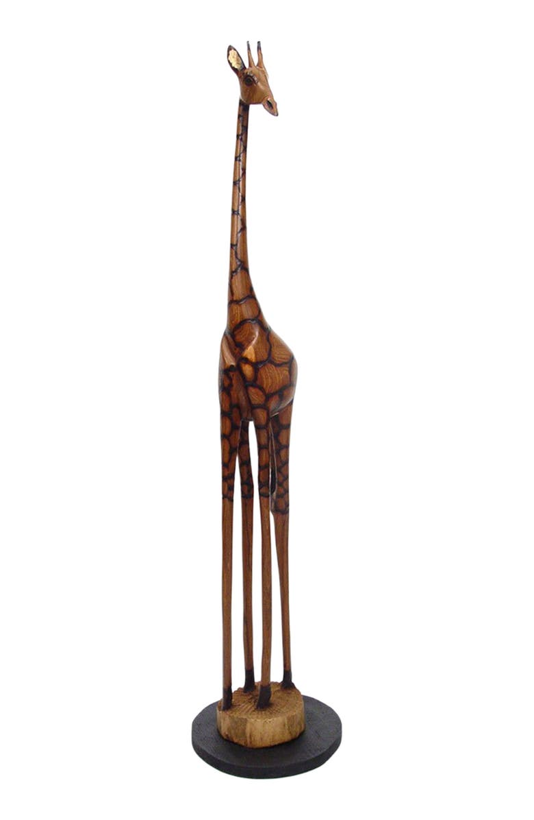 Mbare 16' Olivewood Giraffe, Alternate, color, Brown