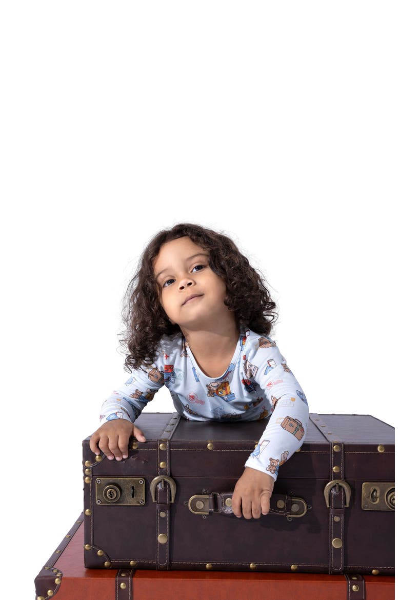Kids' Vintage Suitcases Set of 2 Piece Pajamas, Alternate, color, Vintage Suitcases