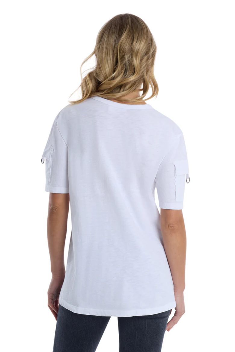 Round Neck Short Sleeve Hi-Lo, Alternate, color, White