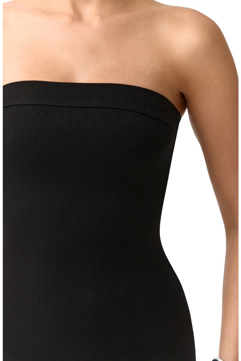 Snatched Strapless Rib Jumpsuit, Alternate, color, BLACK