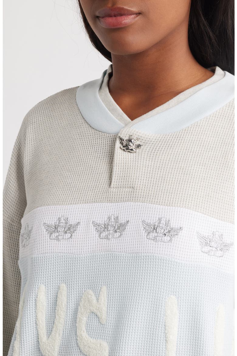 Baby Blue Private School Rider Waffle Knit Sweatshirt, Alternate, color, BLUE