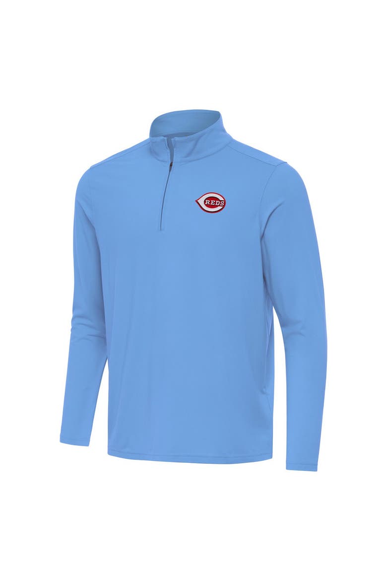Men's Antigua  Powder Blue Cincinnati Reds Intent Quarter-Zip Top, Alternate, color, Powder Blue