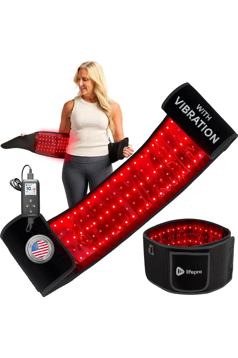 Alevared Pro Red Light Therapy Belt  Triple Chip LEDs  660nm & 850nm Wavelengths Infrared light for Body with Vibration, Main, color, Pro Black
