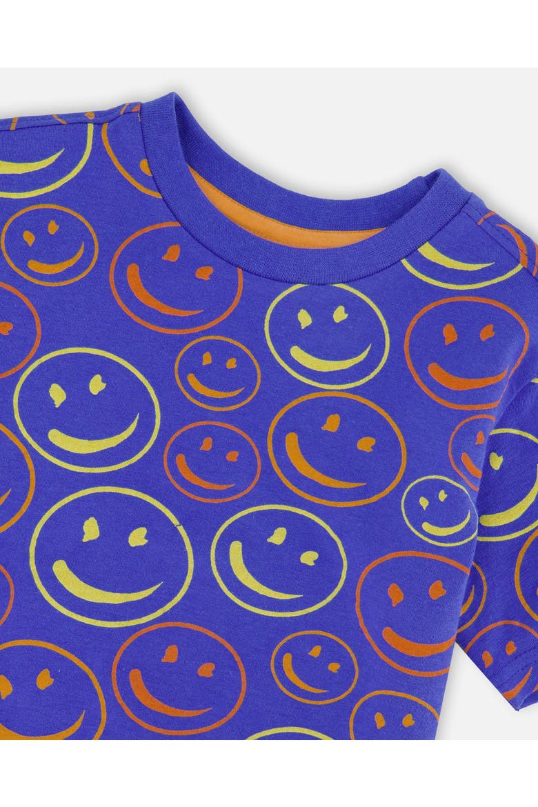 Organic Cotton Jersey Smiley T-Shirt, Alternate, color, Blue Smiley Print