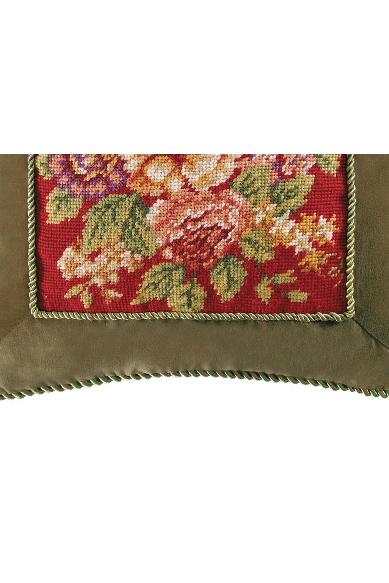 Rossa Needlepoint Accent Pillow Decor, Alternate, color, Red