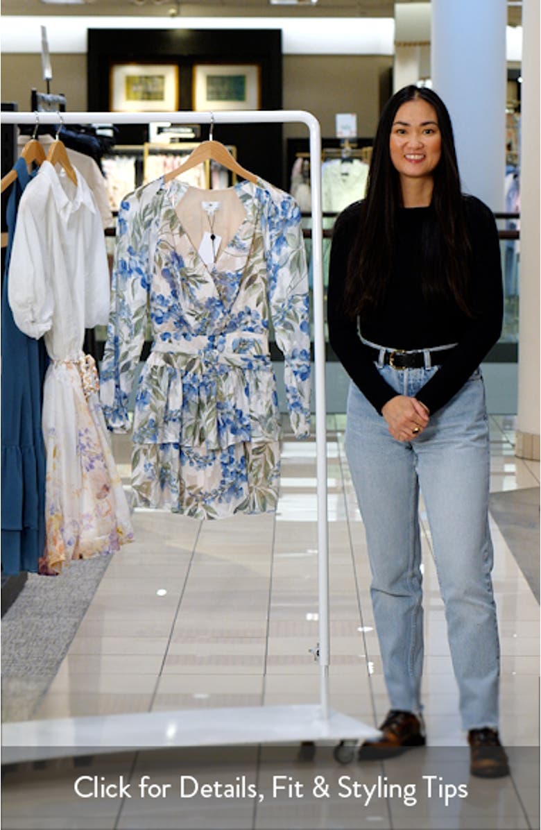 Metallic Floral Long Sleeve Minidress, sales video thumbnail