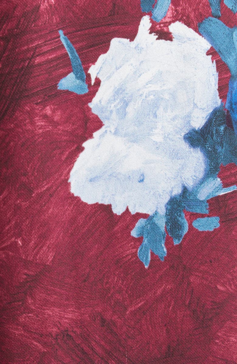 Erdem Abstract Rose Print Short Sleeve Satin Midi Dress, Alternate, color, 