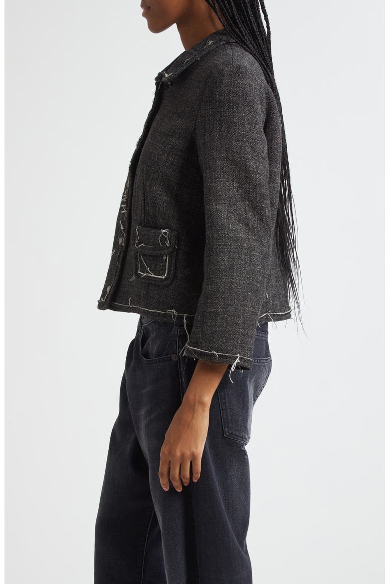 Virgin Wool & Linen Boxy Jacket, Alternate, color, DARK GREY