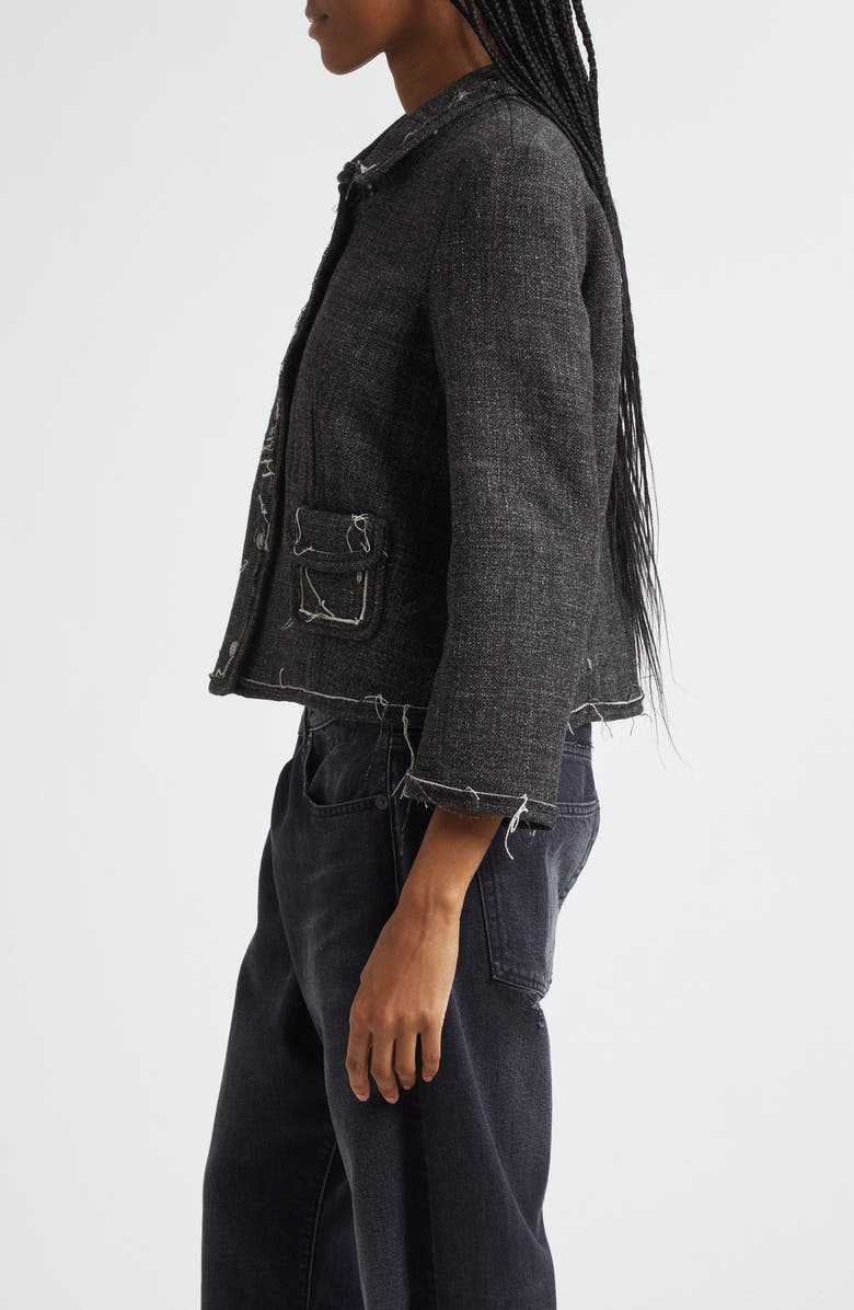 R13 Virgin Wool & Linen Boxy Jacket, Alternate, color, Dark Grey