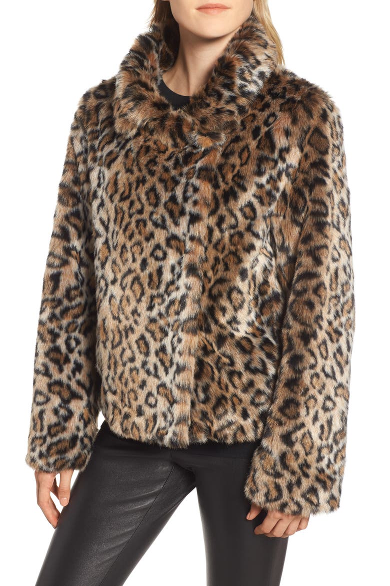 Faux Fur Leopard Jacket, Alternate, color, LEOPARD
