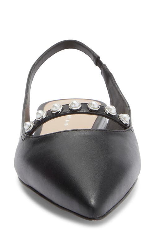 Stuart Weitzman Pearl Leather Slingback Flat In Black