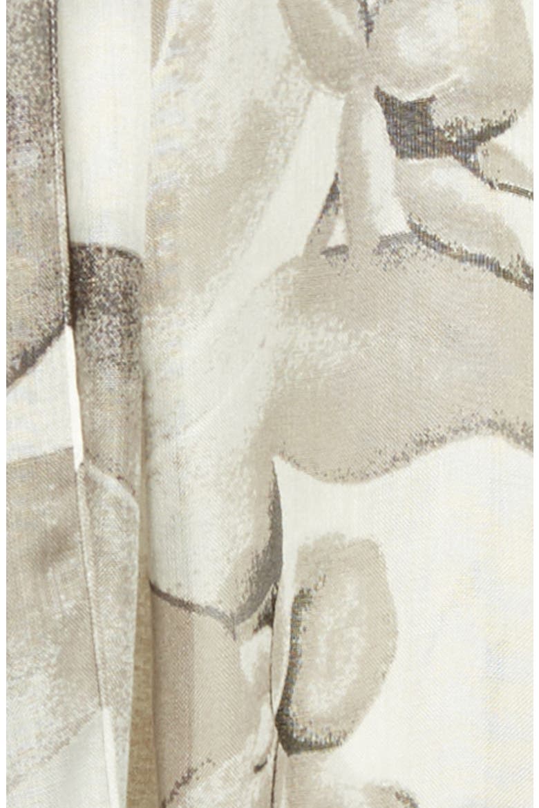 Print Scarf, Alternate, color, GREY WASHED LEAVES PRINT