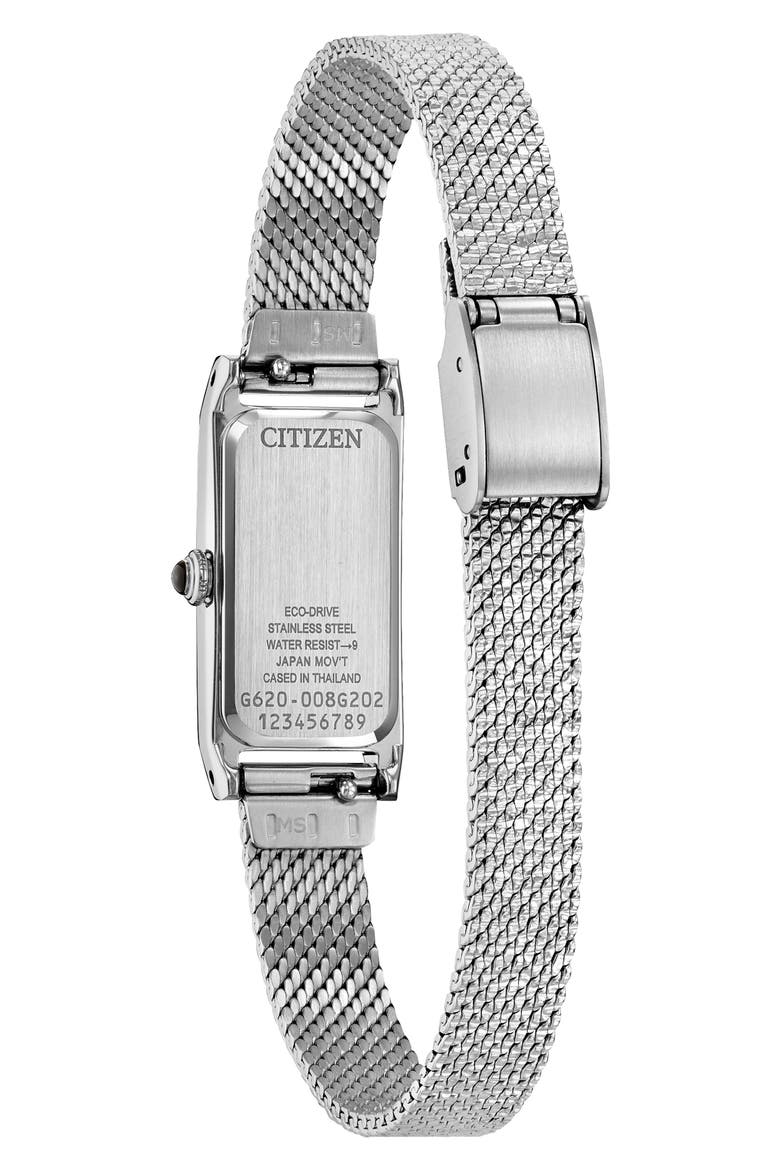 Fio Tank Silvertone Mesh Strap Watch, 14.3mm x 30.7mm, Alternate, color, WHITE/ SILVER-TONE