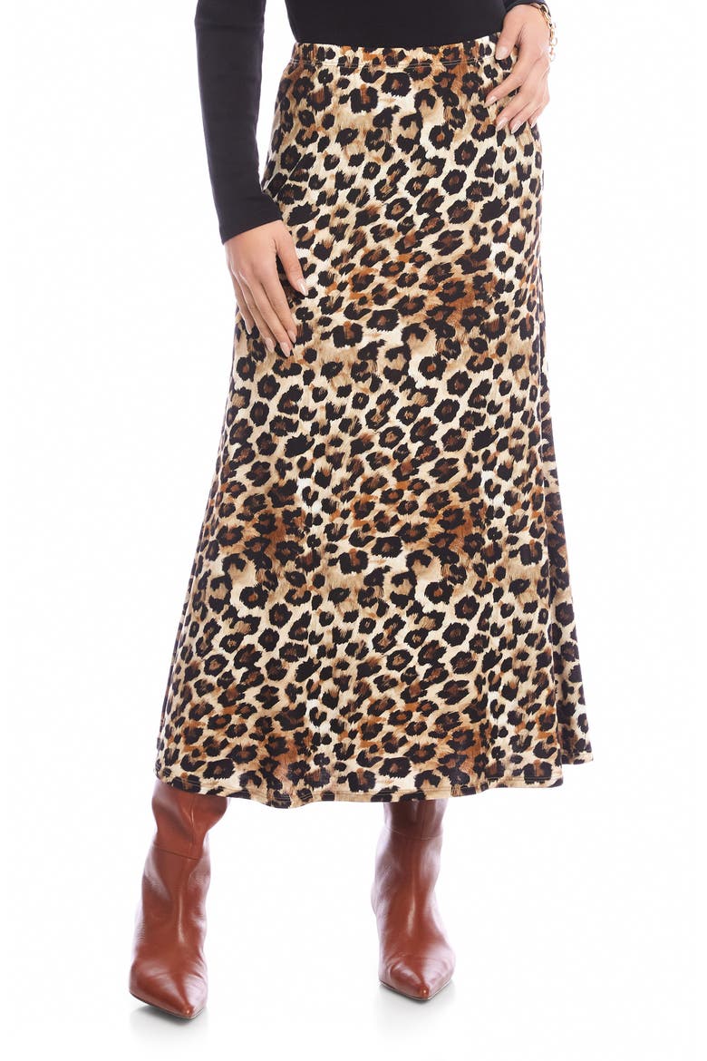 Leopard Print Side Slit Midi Skirt, Main, color, LEOPARD