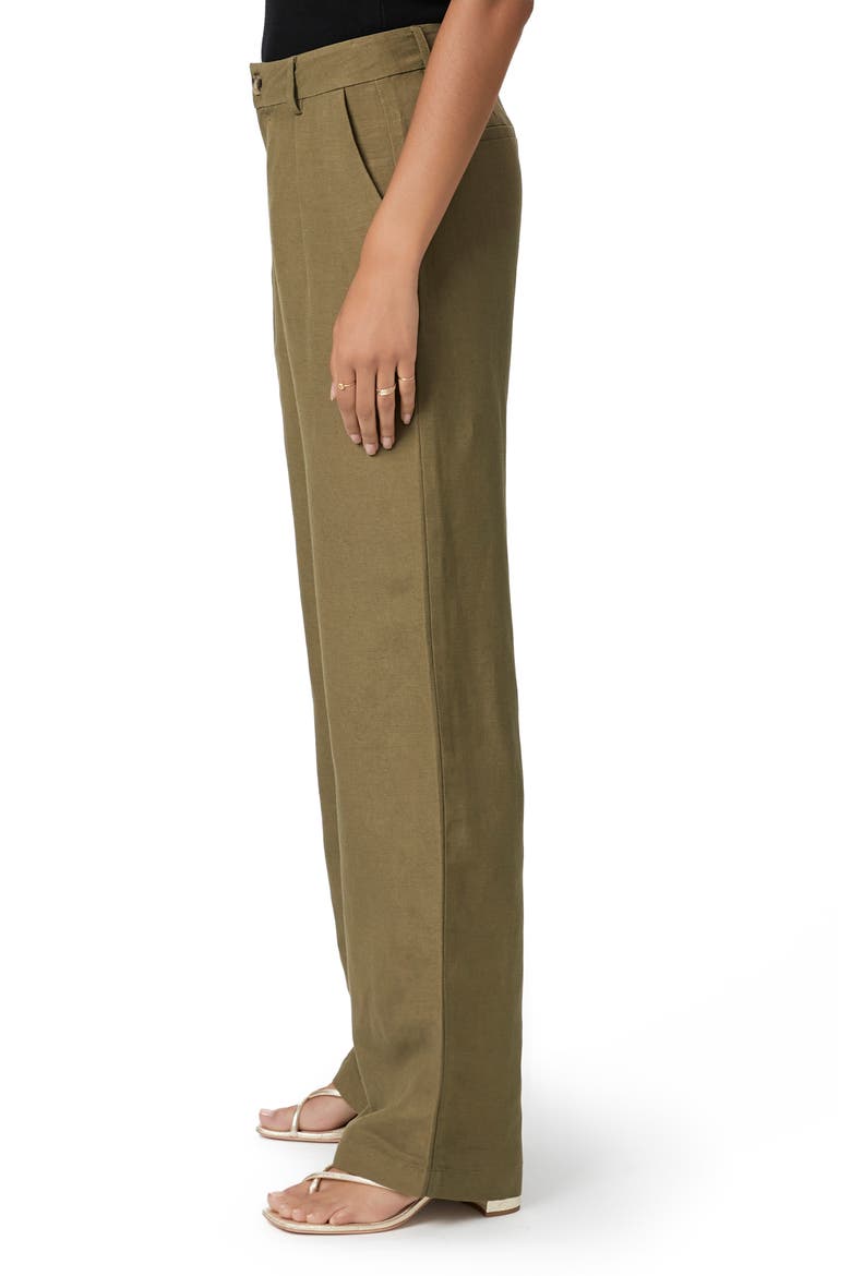Dallas Pleated High Waist Wide Leg Linen Blend Trousers, Alternate, color, ARMY