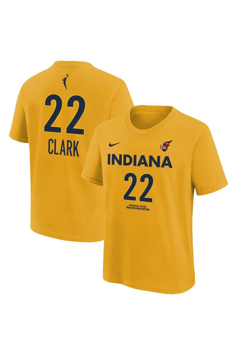 Youth Nike Caitlin Clark Gold Indiana Fever Name & Number T-Shirt, Main, color, Gold
