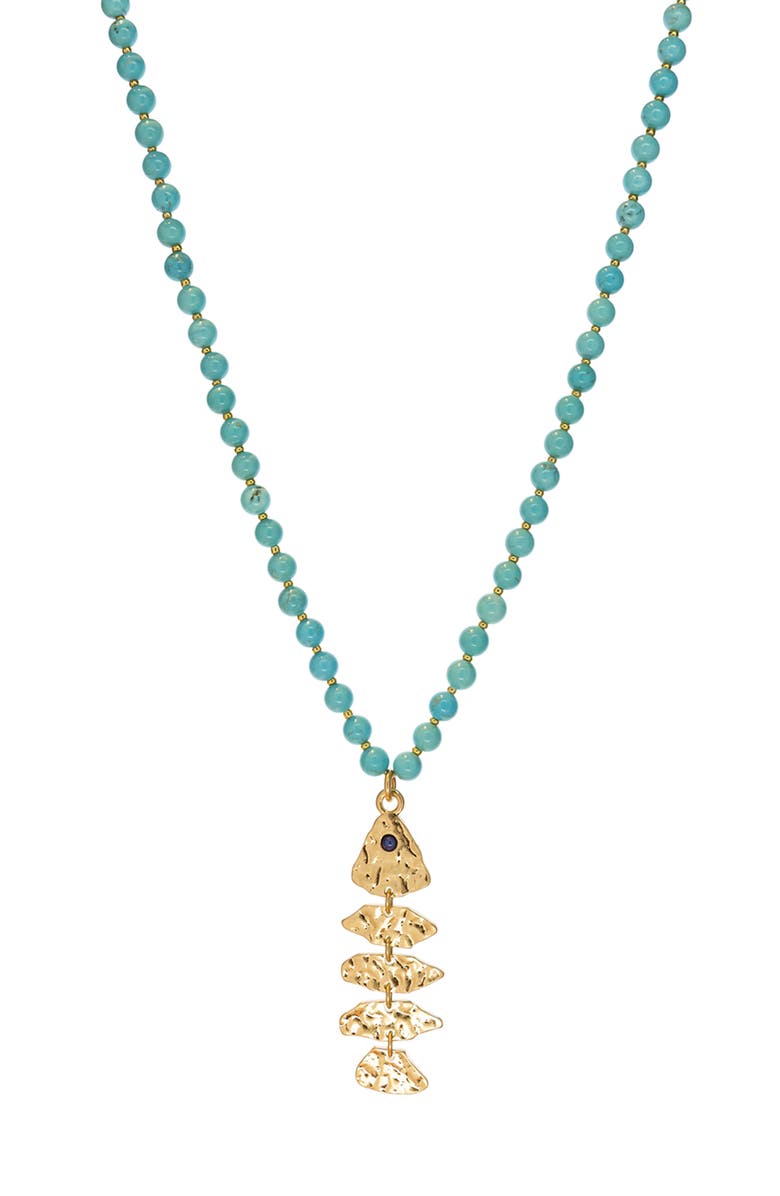 MARLYN SCHIFF Liv Turquoise Bead Fish Pendant Necklace, Main, color, 