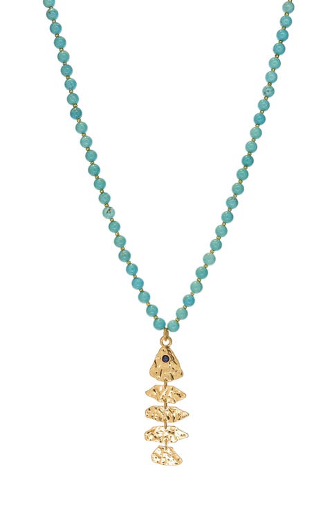 Liv Turquoise Bead Fish Pendant Necklace