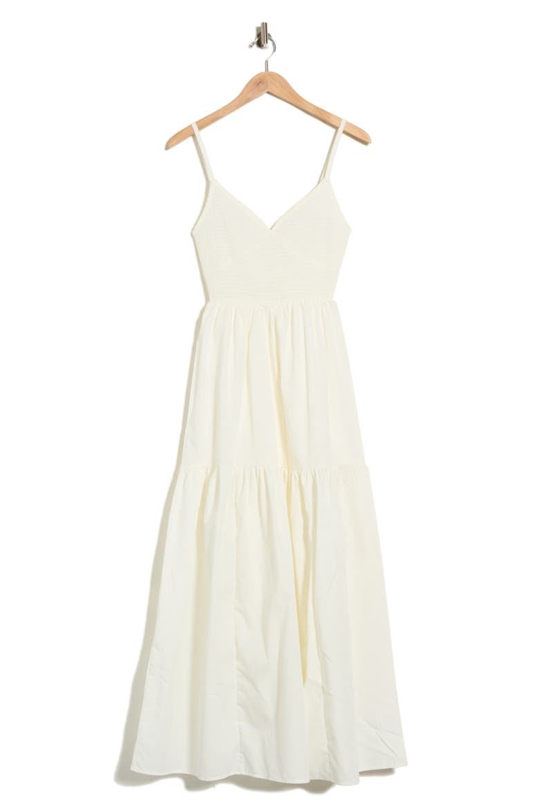 Smocked Poplin Maxi Dress, Main, color, CREME