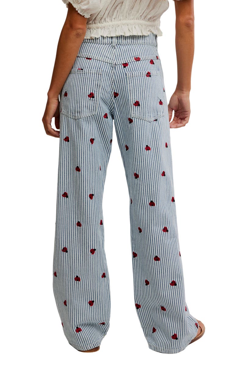 Free People Bugged Out Railroad Stripe Straight Leg Jeans, Alternate, color, Lady Luck