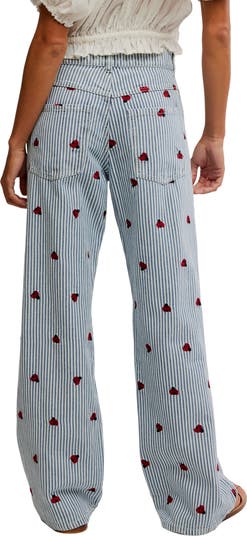 Bugged Out Railroad Stripe Straight Leg Jeans