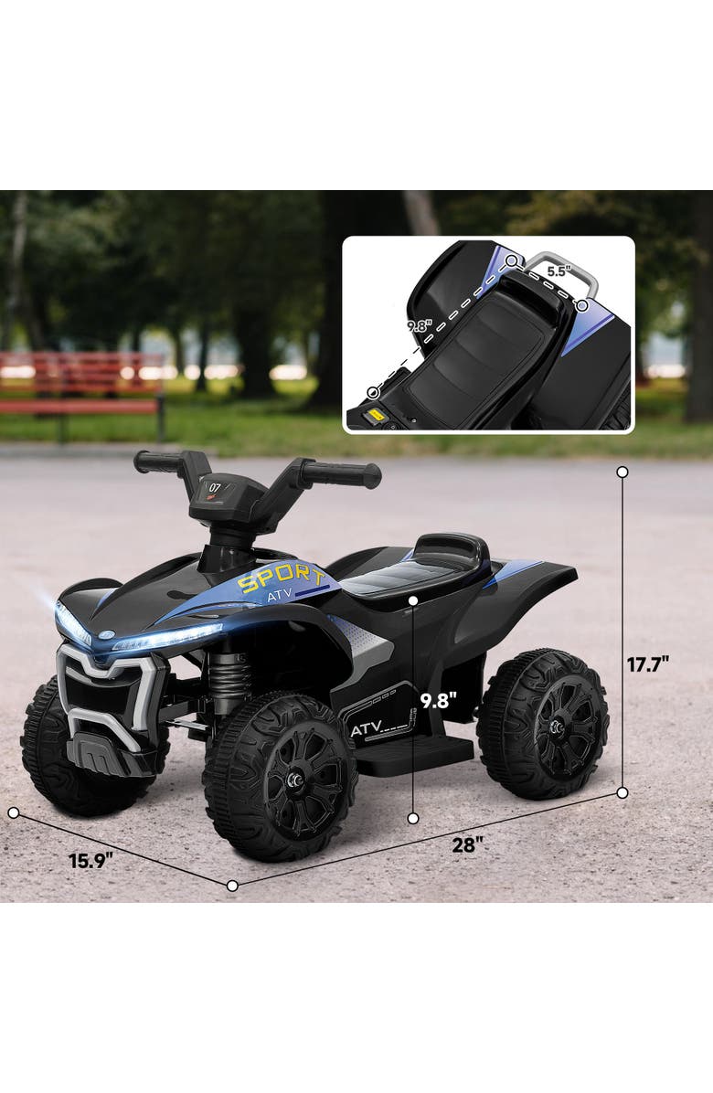 Qaba 6V Kids ATV Quad with Rechargeable Battery, Forward & Reverse, Alternate, color, Black
