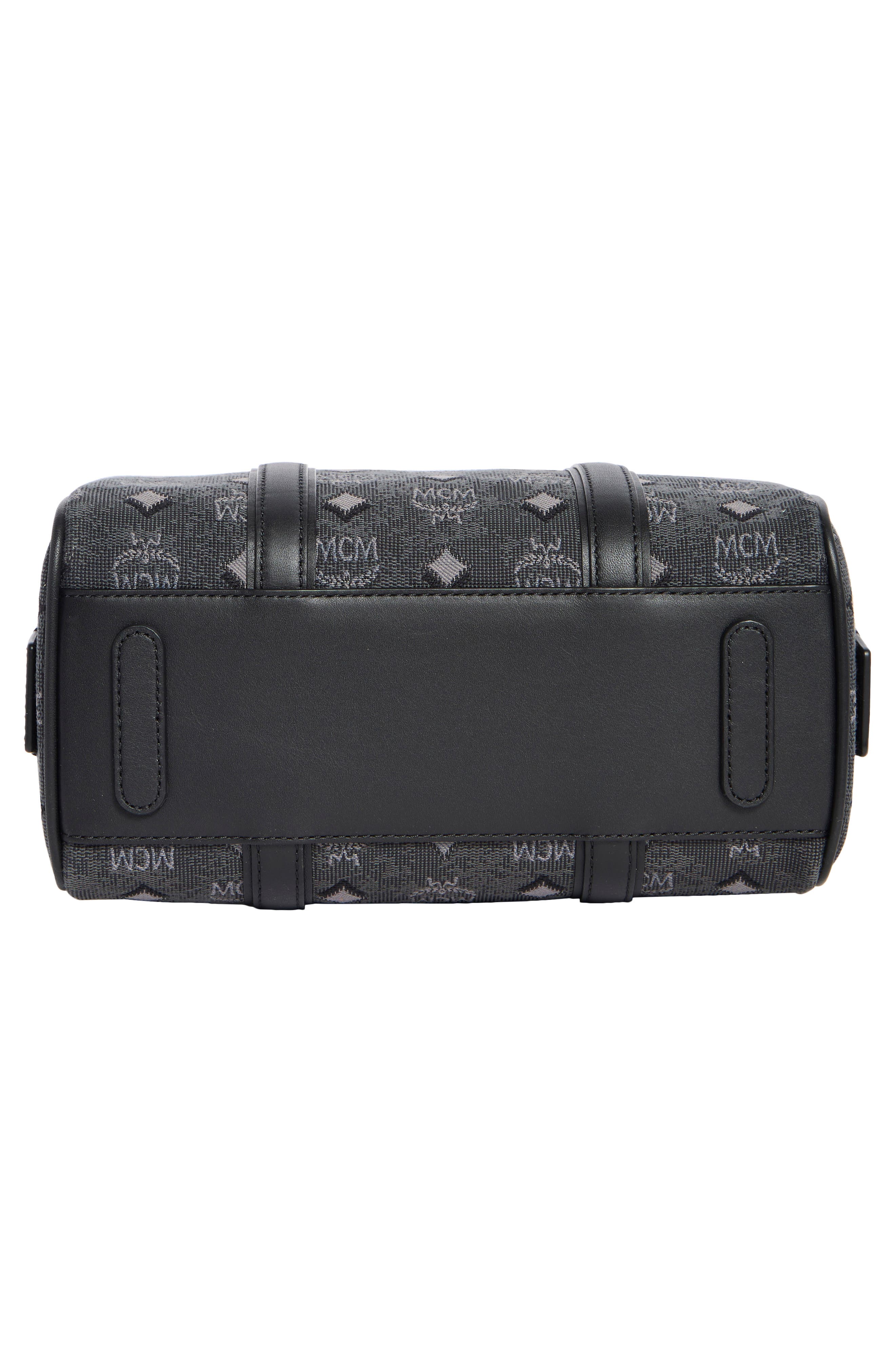 MCM Aren Barrel Bag, Alternate, color, Dark Grey