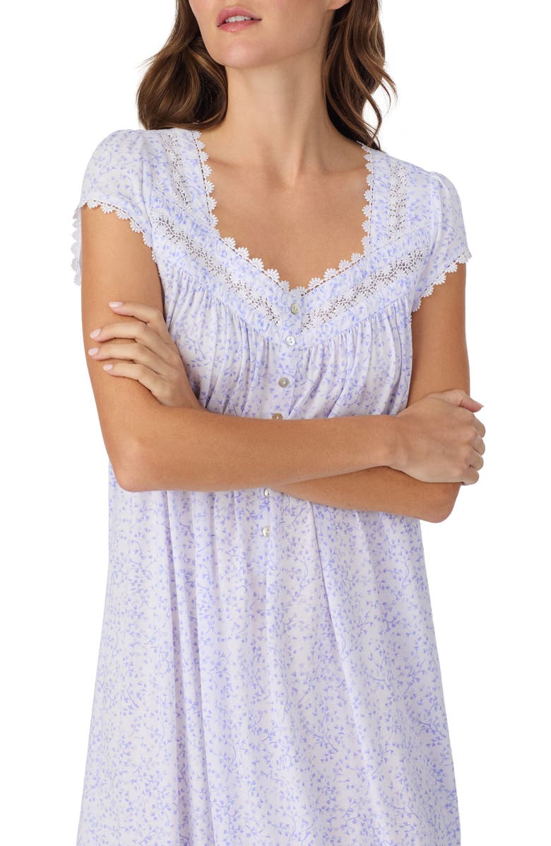 Eileen West Waltz Floral Nightgown, Alternate, color, Lavender Print