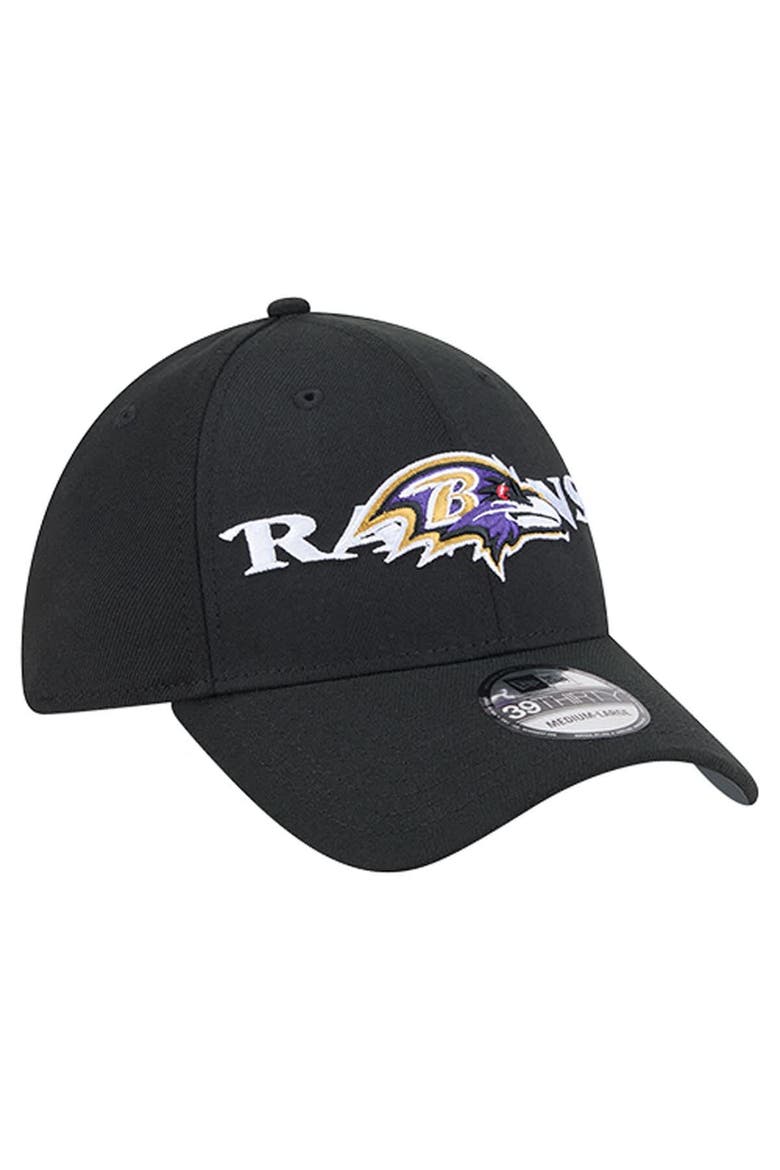 Men's New Era Black Baltimore Ravens Overlap Logo 39THIRTY Stretch Fit Hat, Alternate, color, Black