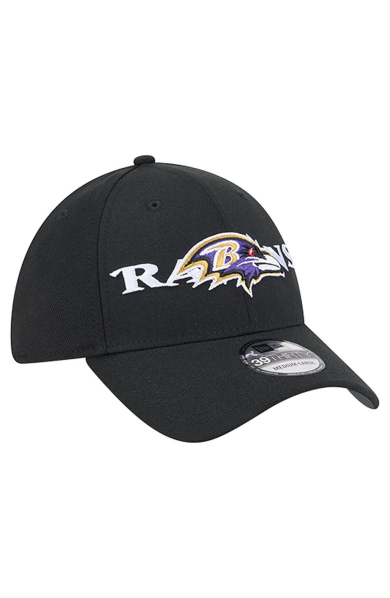New Era Men's New Era Black Baltimore Ravens Overlap Logo 39THIRTY Stretch Fit Hat, Alternate, color, Black