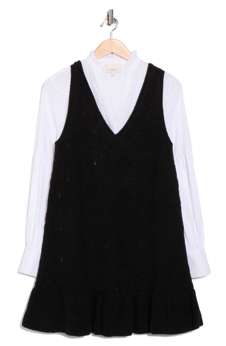 Cinq à Sept Greyson Twofer Minidress, Alternate, color, Black/ White