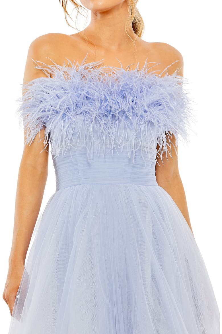 blue ombre strapless dress Blue Ombre Dress - Beaded Mini Dress - Mesh Strapless Midi Dress