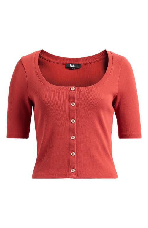 Paige Evette Short Sleeve Button-up Sweater In Red