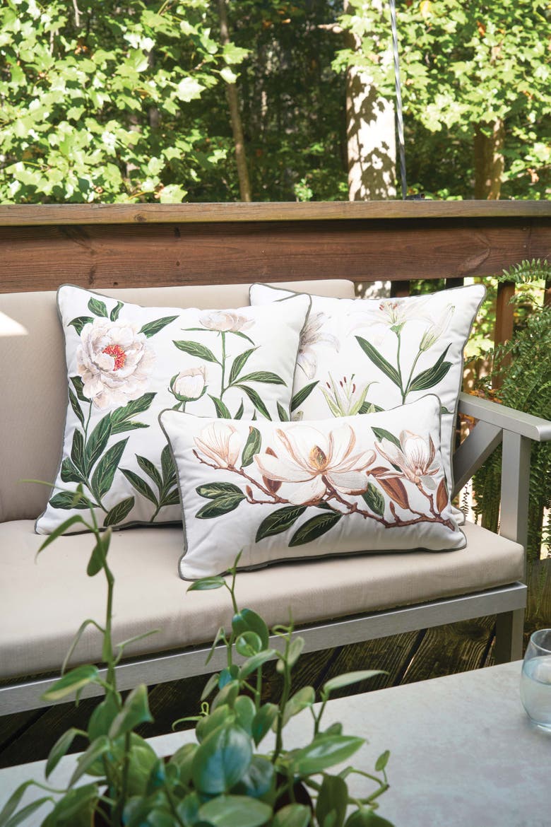 Magnolia Lumbar Pillow, Alternate, color, Green