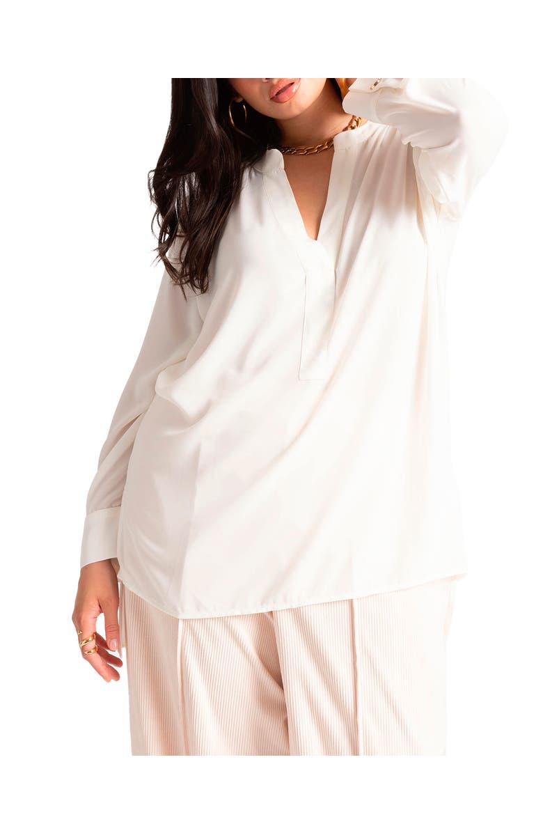 ELOQUII Mandarin Collar Tunic, Main, color, Soft White