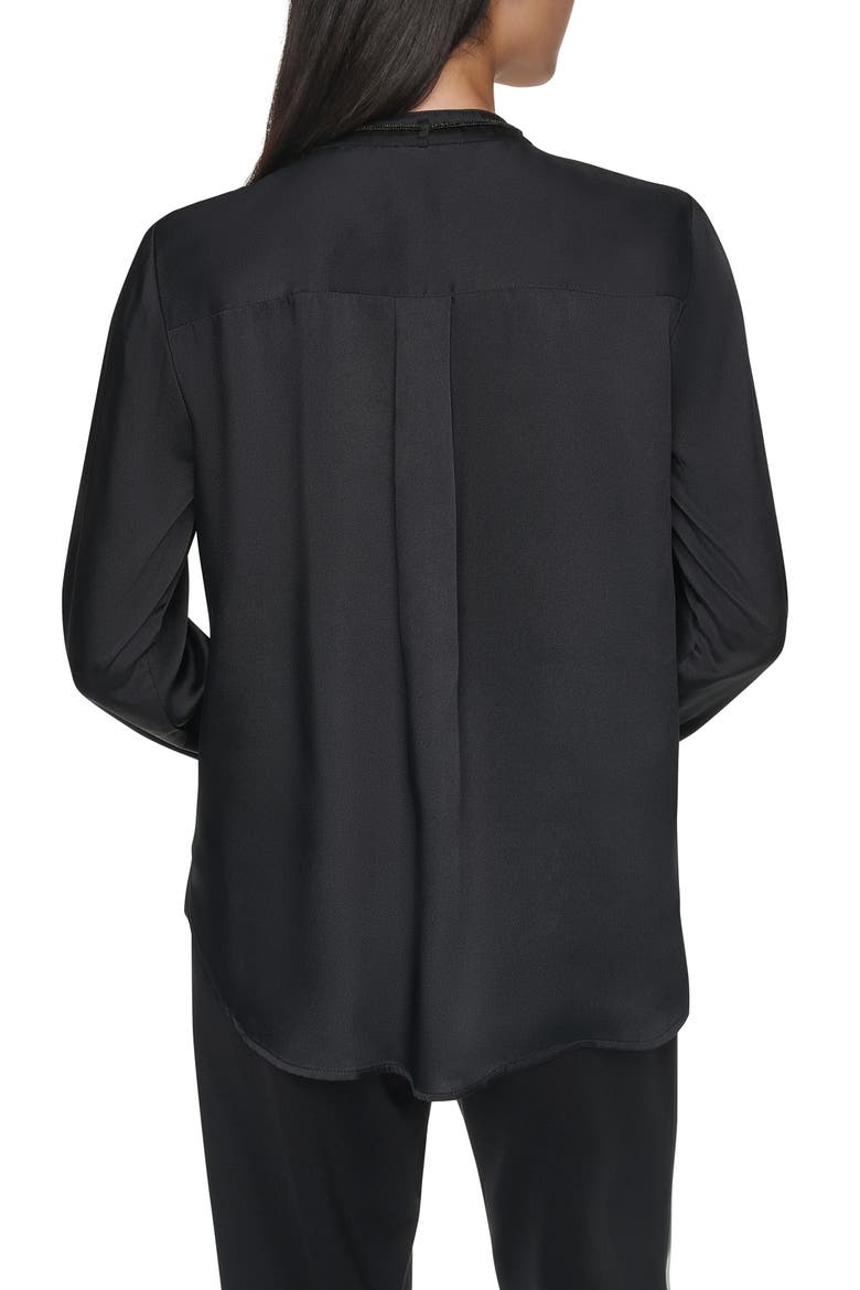 Embellished Necktie Long Sleeve Shirt, Alternate, color, BLACK