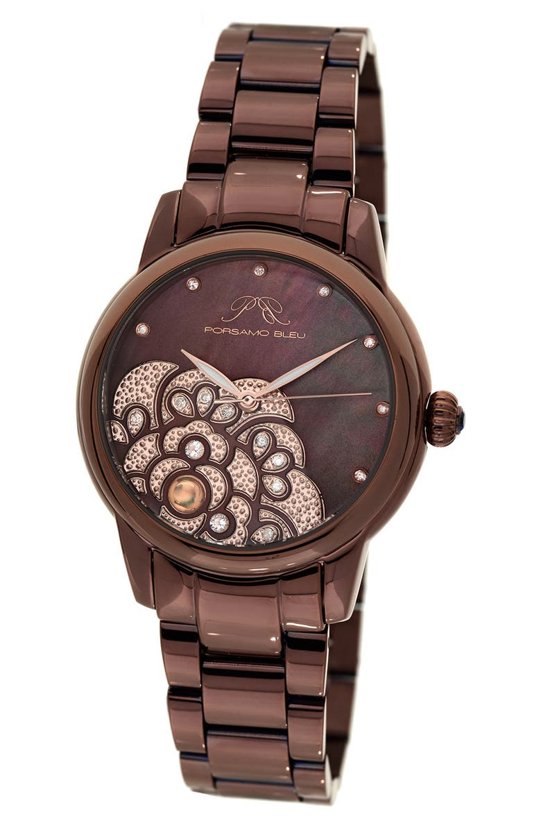 PORSAMO BLEU Juliet Diamond & Opal Bracelet Watch, 38mm, Main, color, 